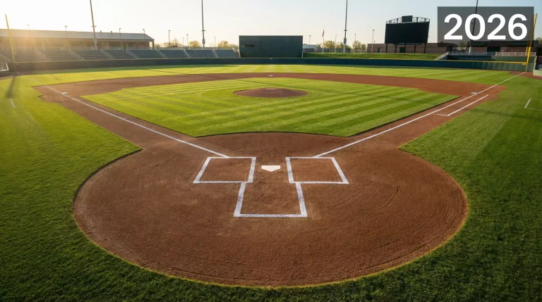 Baseball Wetten 2026 Saisonvorschau – Baseballfeld mit frisch gemähtem Rasen im Frühling