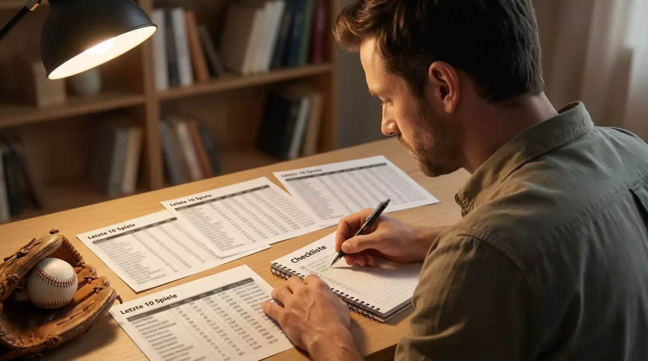 Baseball Wetten Tipps – Analytiker studiert MLB-Statistiken am Schreibtisch