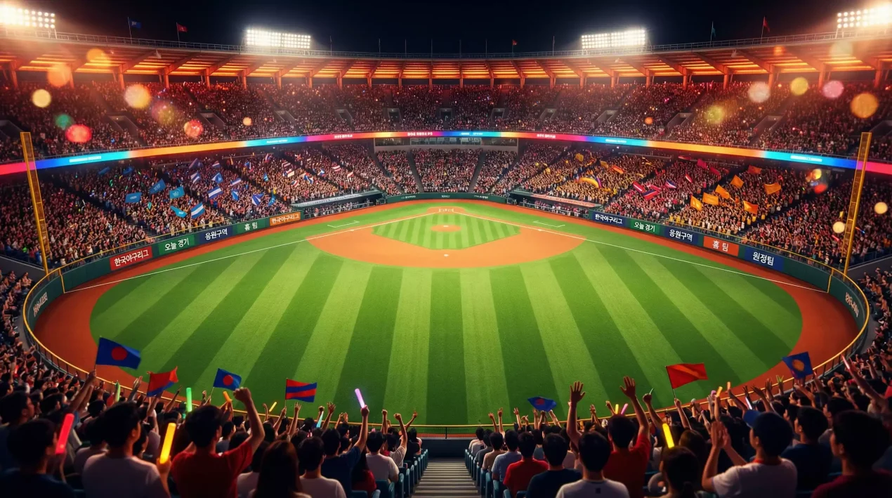 KBO Wetten Koreanische Baseball-Liga – Baseballstadion mit koreanischen Schriftzeichen