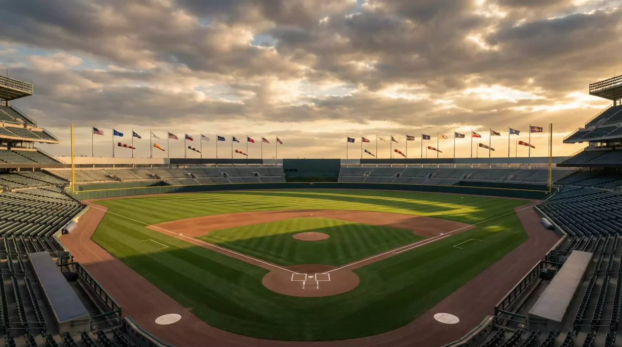 Wetter und Ballpark-Faktoren Baseball Wetten – Baseballstadion im Freien mit Windflagge